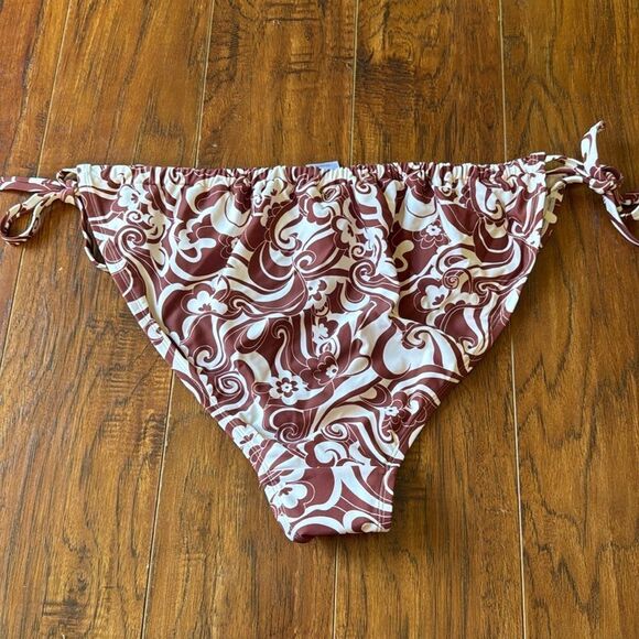 NWT Wild Fable 3X (24-26) Side-Tie Brown Swirl Pattern Bikini Swim Bottom - Picture 5 of 7